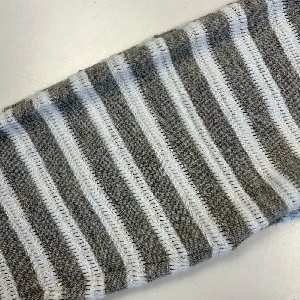 Reiss White Grey Striped Knit Tee Button Back Small - Picture 10 of 12